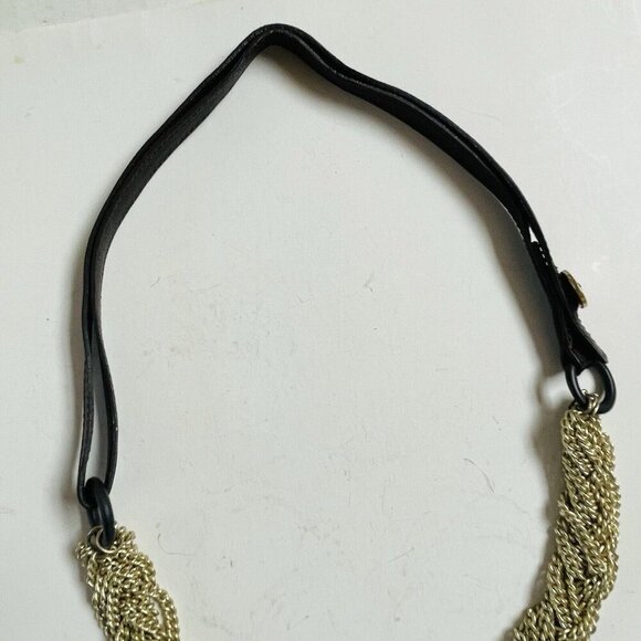 Fossil Silver Tone Necklace Braided Chunky Chain Leather Cord Closure Boho - Picture 4 of 8